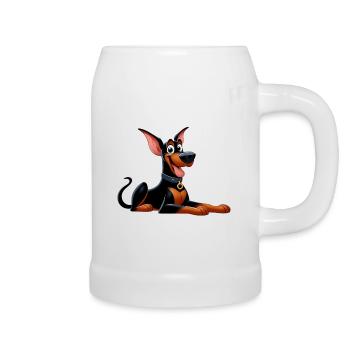 doberman - Chope en céramique - blanc - Droite
