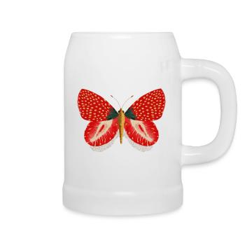 Graphique Vintage Papillon Fraise - Chope en céramique - blanc - Droite