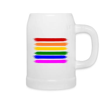 Regenbogen Regenbogenfahne - Bierkrug - Weiß - Rechts