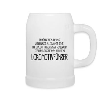 Lokomotivführer – ein Alleskönner, Genie - Bierkrug - Weiß - Rechts