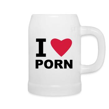 I love Porn - Beer Mug - white - Right