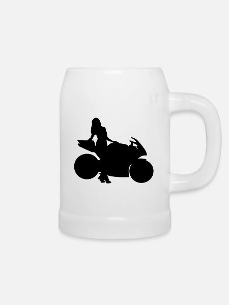Bikergirl - Bierkrug - Weiß
