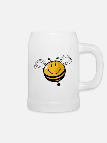 Smiley Bee - Bierkrug - Weiß