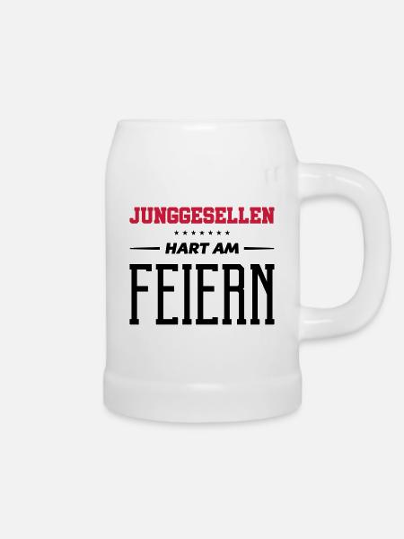 junggesellen hart am feiern - Bierkrug - Weiß