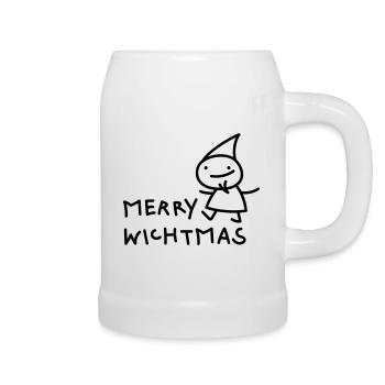 Lustige Wichtel Weihnachten - Bierkrug - Weiß - Rechts