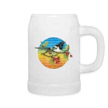 Bunter Vogel - Bierkrug - Weiß - Rechts