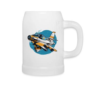 Furious volcano plane - Beer Mug - white - Right
