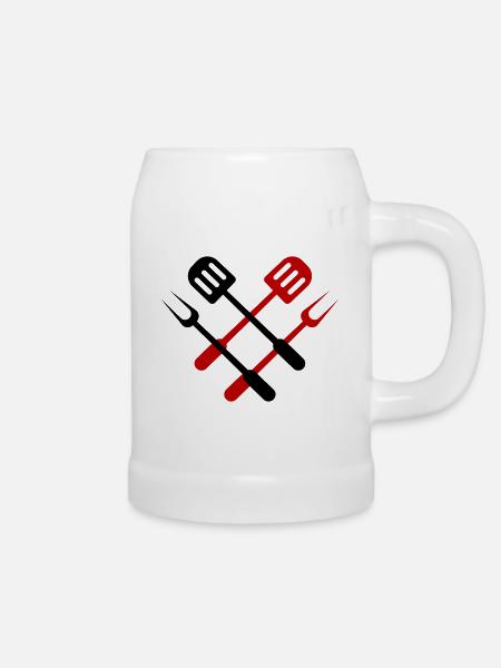 Grillzange Grillen - Bierkrug - Weiß