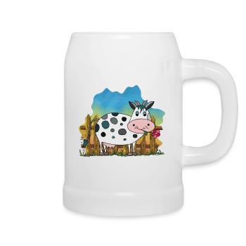 Vache - Chope en céramique - blanc - Droite