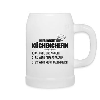 Kochen Lustiges Köchin Küchenchefin Geschenk - Bierkrug - Weiß - Rechts