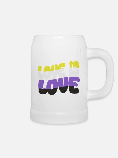 Love is Love – Nonbinary & Proud - Bierkrug - Weiß