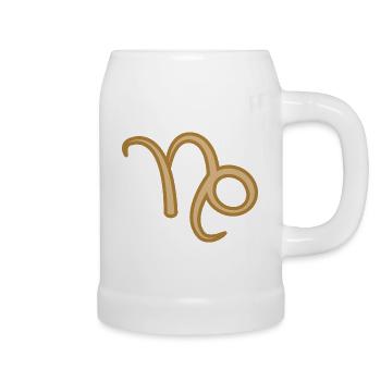 Capricorn Zodiac Symbol Two Tone Golden - Beer Mug - white - Right