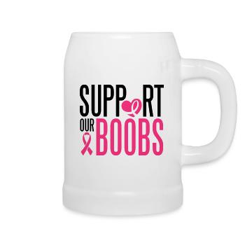 Support our boobs - Bierkrug - Weiß - Rechts