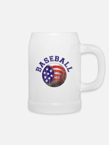 Baseball - Retro - Bierkrug - Weiß