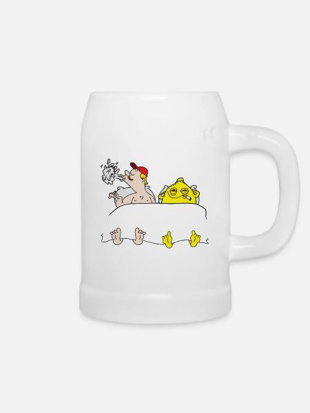 Zitrone im Bett - Bierkrug - Weiß