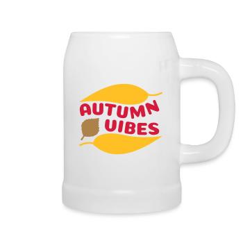 Autumn vibes (curved leaves) - Beer Mug - white - Right