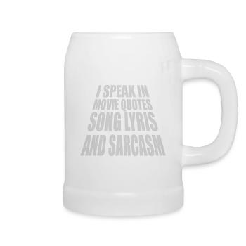 speak lyrics and sarcasm - Beer Mug - white - Right