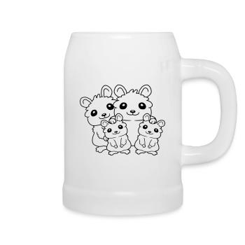 Papa Mama Kinder Hamster - Bierkrug - Weiß - Rechts
