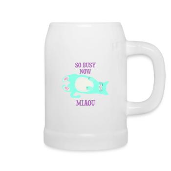 So busy now - miaou Cat - Beer Mug - white - Right