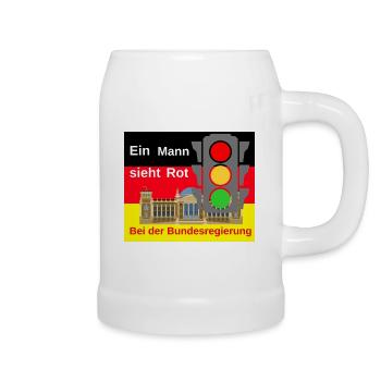 Ein Mann sieht Rot bei der Bundesregierung - Bierkrug - Weiß - Rechts