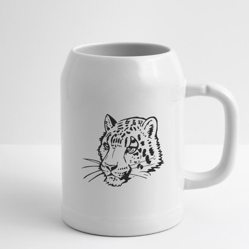 Snow leopard in comic handle Beer Mug