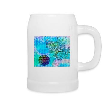 Arbre de vie persan n ° 1 - Chope en céramique - blanc - Droite