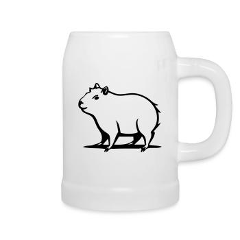Un capybara mignon dans une tige de dessin animé - Chope en céramique - blanc - Droite
