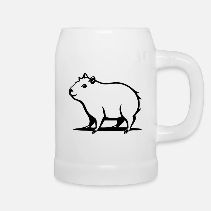 A cute capybara in a cartoon stem - Beer Mug - white
