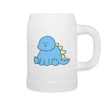 Dino mignon - Chope en céramique - blanc - Droite
