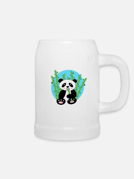 Panda und Bambus - Bierkrug - Weiß