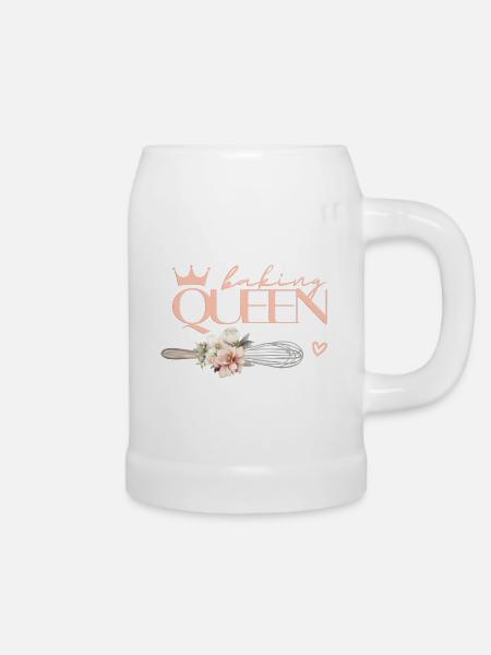 Baking Queen personalisierbar - Bierkrug - Weiß