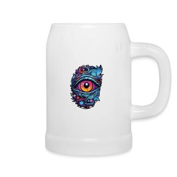 Farbexplosion im Blick: Mystisches Augen-Kunstwerk - Bierkrug - Weiß - Rechts