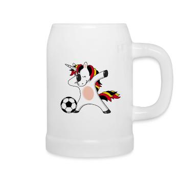 Fußball Einhorn Deutschland Belgien EM WM - Bierkrug - Weiß - Rechts