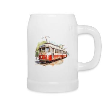 Straßenbahn Retro - Bierkrug - Weiß - Rechts