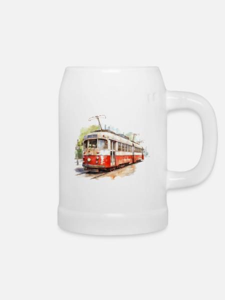 Straßenbahn Retro - Bierkrug - Weiß
