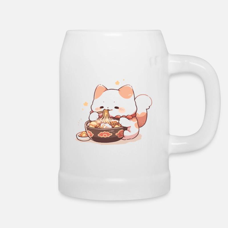 Chats spaghetti - Le chat s’amuse avec le passé - Chope en céramique - blanc