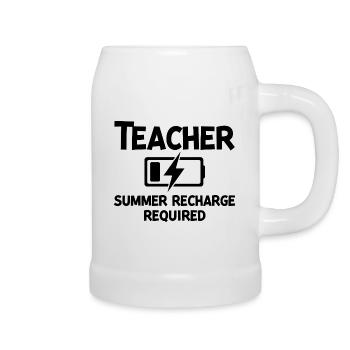 Teacher Summer Recharge Required - Beer Mug - white - Right
