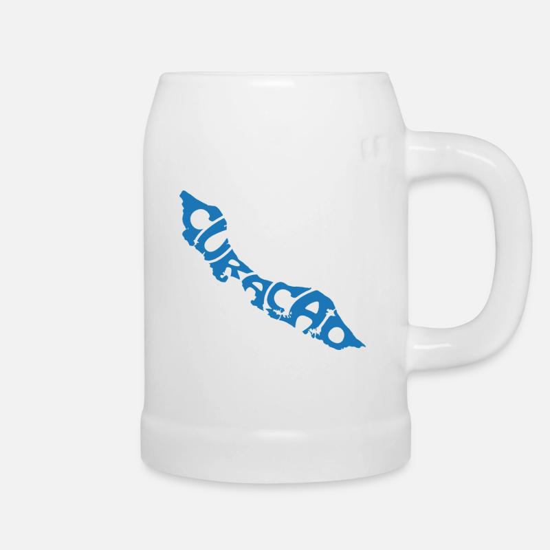 Curacao Map Artistic Typography Design - Beer Mug - white