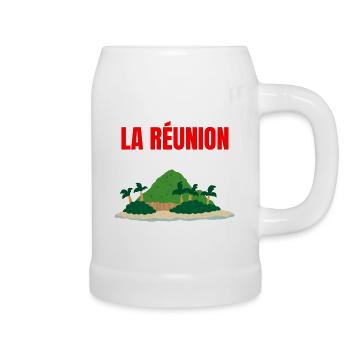 T-shirt île La Réunion tropicale - Chope en céramique - blanc - Droite