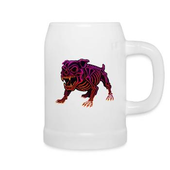 Neon Skelett Dinosaurier - Bierkrug - Weiß - Rechts