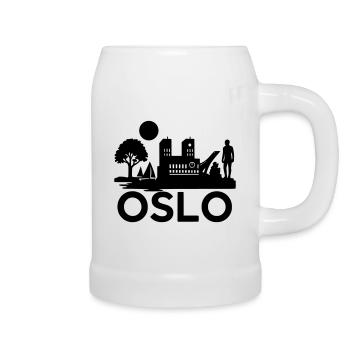 Oslo Silhouette Landmarks - Beer Mug - white - Right