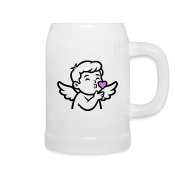 Süßer Amor Engel | Liebe & Valentinstag - Bierkrug - Weiß - Rechts
