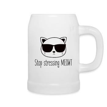 Stop stressing yourself out Meowt cat lovers - Beer Mug - white - Right