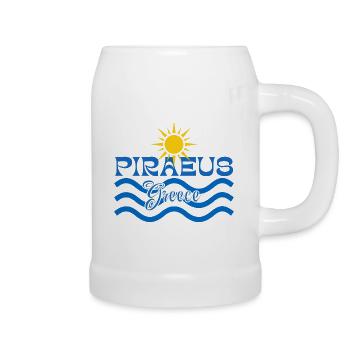 Piraeus Griechenland Sonne & Meereswellen - Bierkrug - Weiß - Rechts