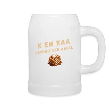 K EM KAA, GEVEMIË A WAFFLE. Chemise en dialecte anversois - Chope en céramique - blanc - Droite