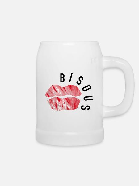 Küsse – Minimalistische Popkunst - Bierkrug - Weiß