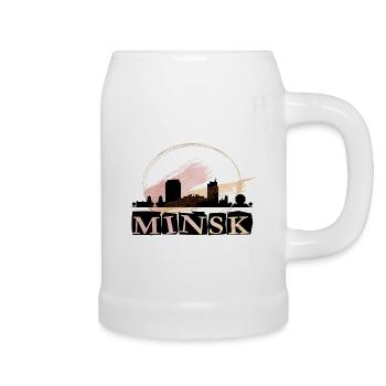 Minsk Belarus Stadt Skyline Heimat Liebe Gold - Bierkrug - Weiß - Rechts