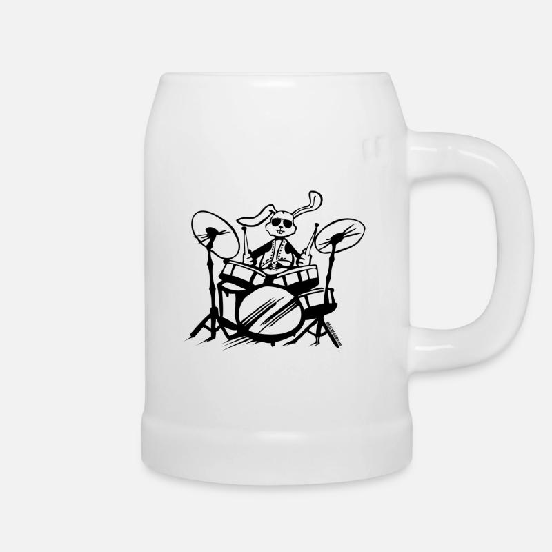 drums drummer drumming drumstick hase - Beer Mug - white