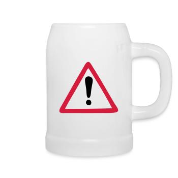 hazard warning sign warning - Beer Mug - white - Right