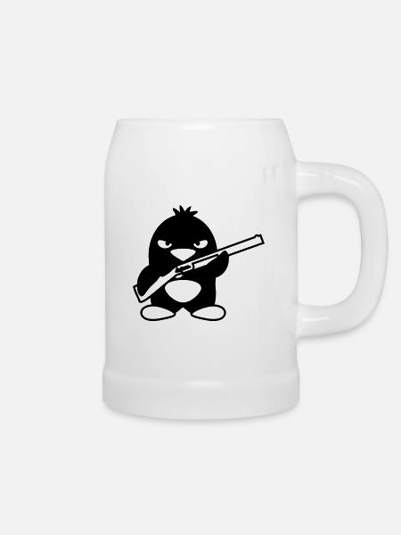 Shotgun Penguin - Bierkrug - Weiß